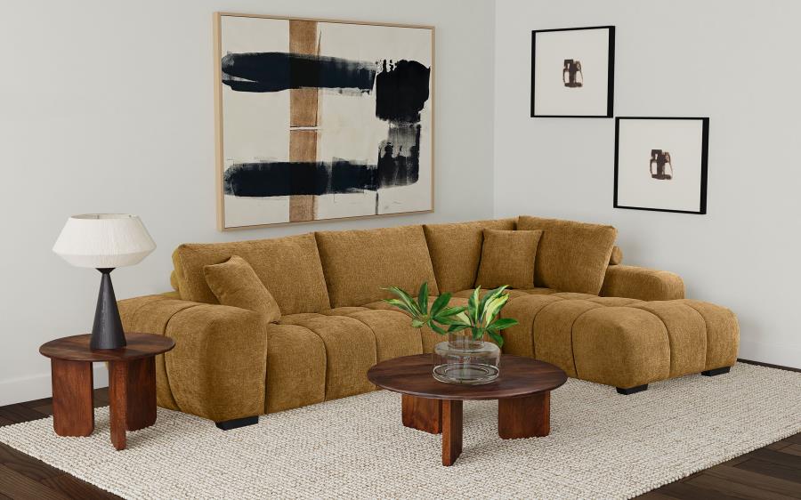 (image for) Camacho Upholstered Chaise Sectional Sofa Amber