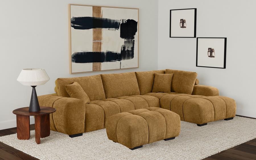 (image for) Camacho Upholstered Chaise Sectional Sofa Amber