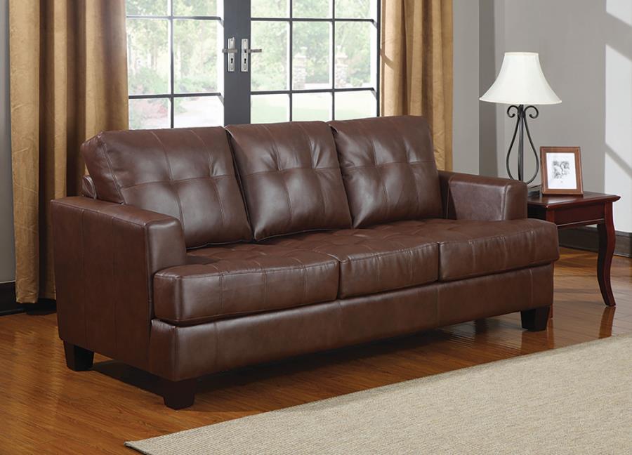 (image for) Samuel Upholstered Sleeper Sofa Dark Brown - Click Image to Close