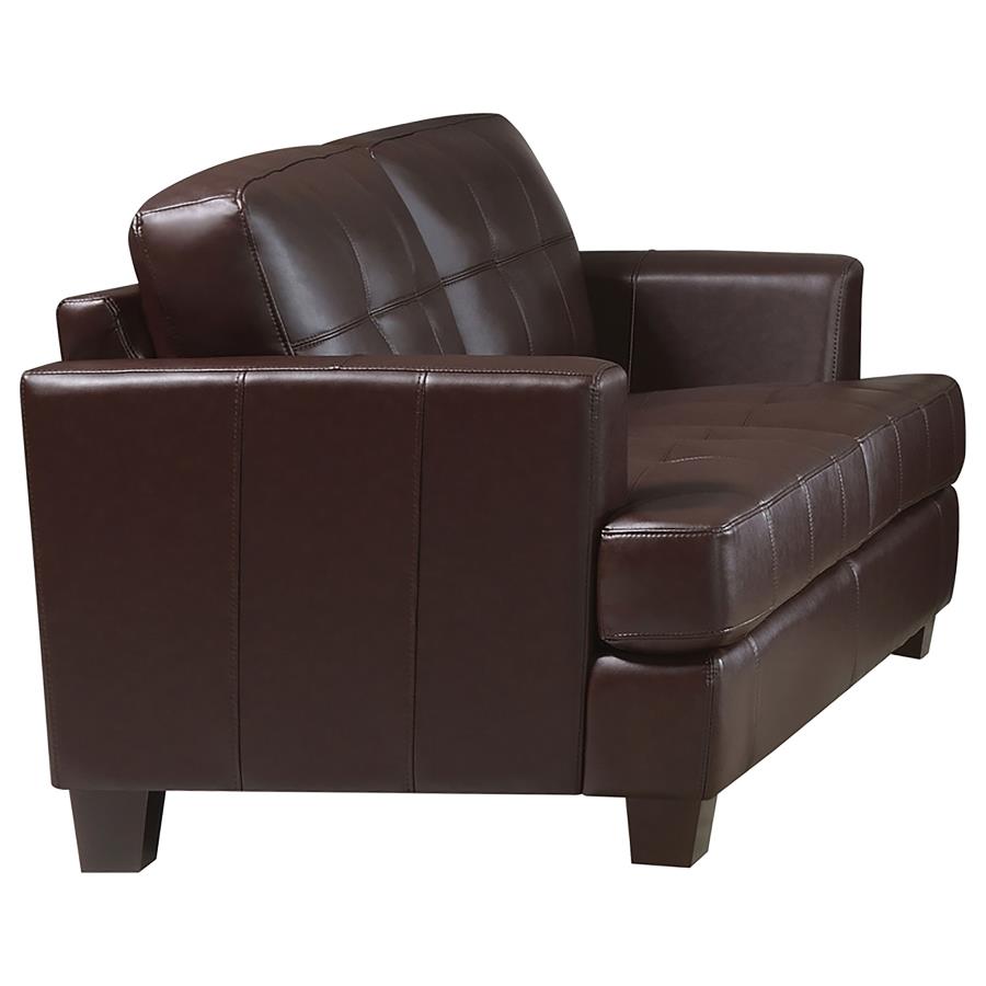 (image for) Samuel Tufted Loveseat Dark Brown - Click Image to Close