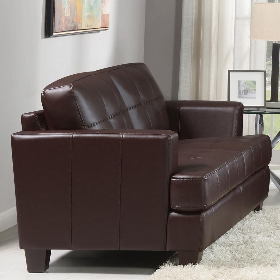 (image for) Samuel Tufted Loveseat Dark Brown