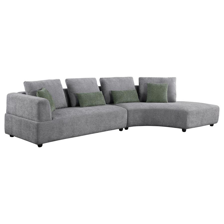 (image for) Toscano 134-inch Upholstered Sectional Sofa Grey