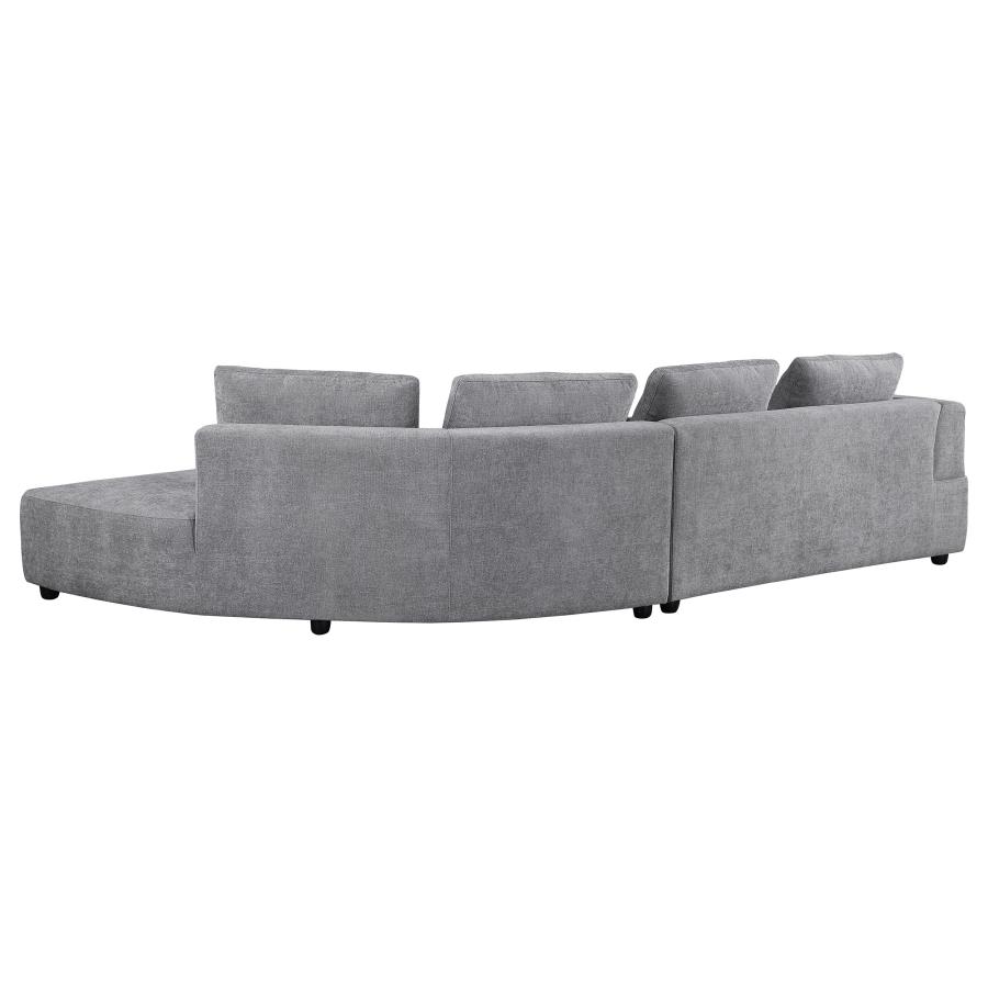 (image for) Toscano 134-inch Upholstered Sectional Sofa Grey