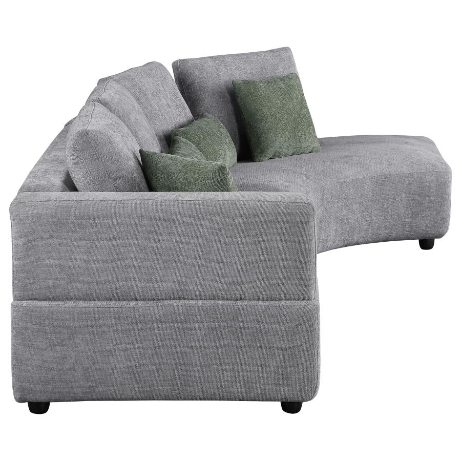 (image for) Toscano 134-inch Upholstered Sectional Sofa Grey