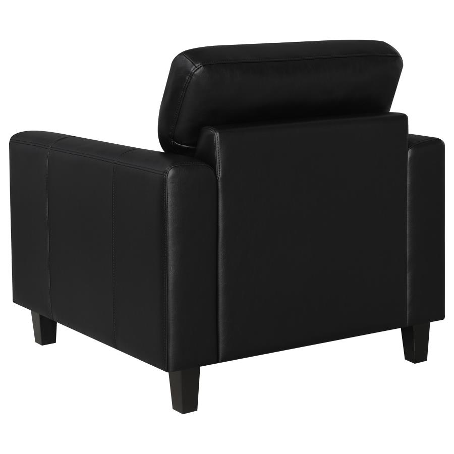 Scotland 3-piece Faux Leather Upholstered Sofa Set Black