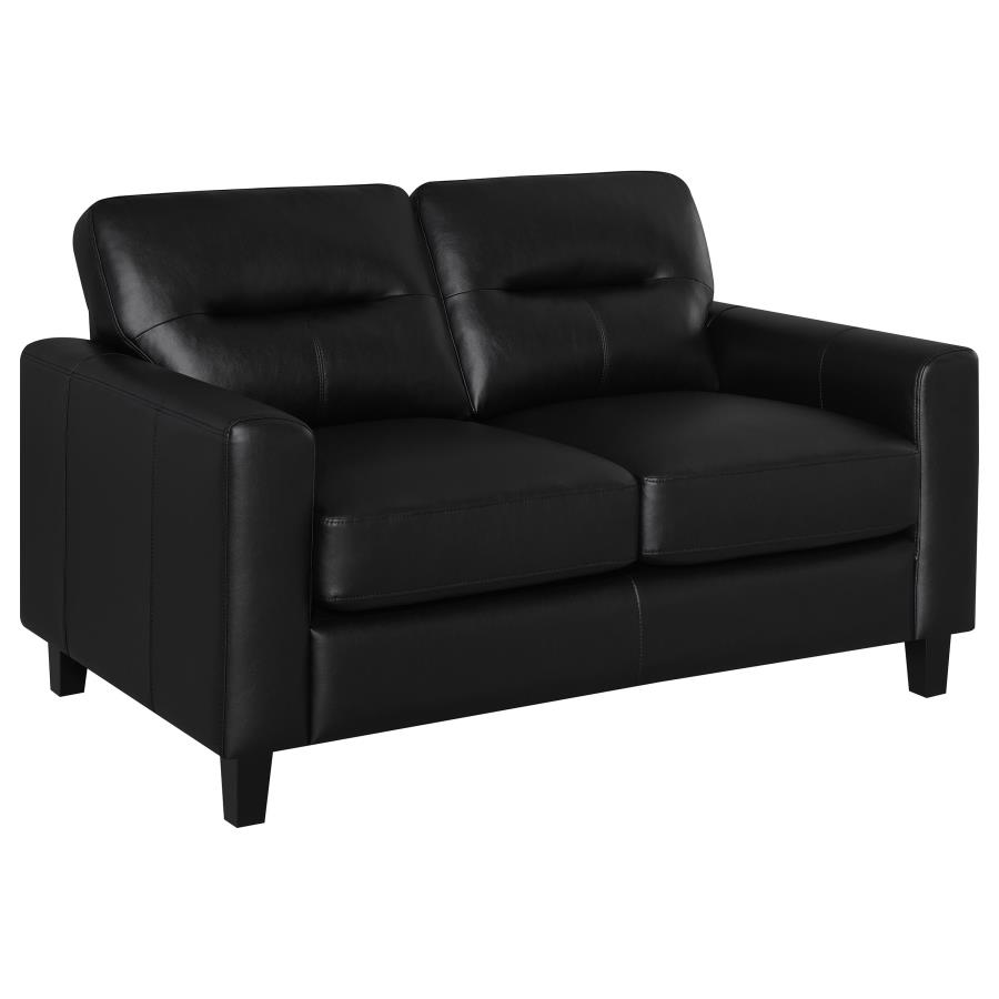 (image for) Scotland Faux Leather Upholstered Track Arm Loveseat Black
