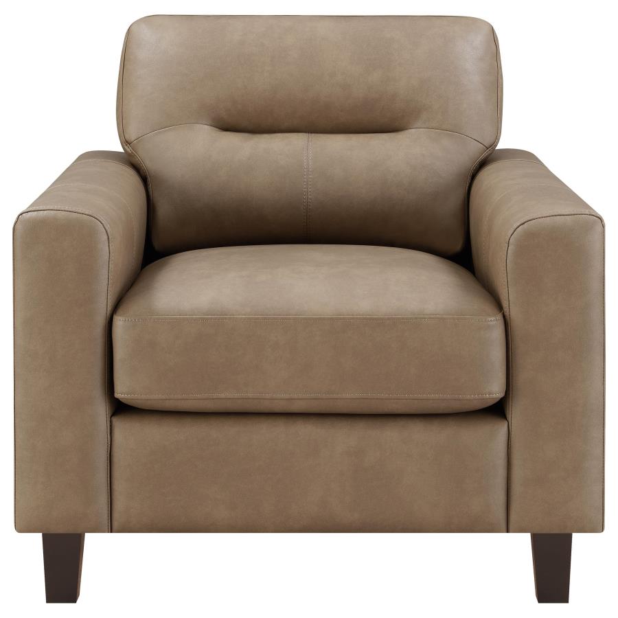 Scotland 3-piece Faux Leather Upholstered Sofa Set Brown