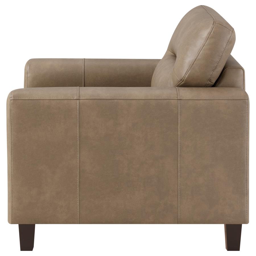 Scotland Faux Leather Upholstered Track Arm Chair Brown