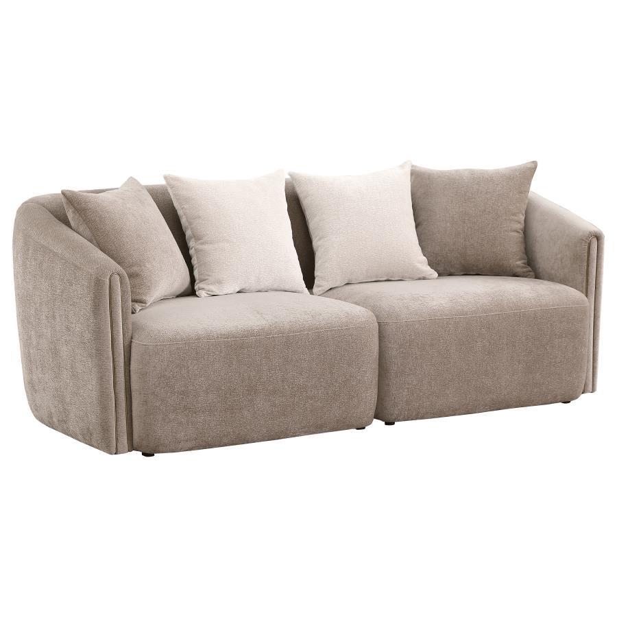 (image for) Townsend Chenille Upholstered Rolled Arm Sofa Latte - Click Image to Close