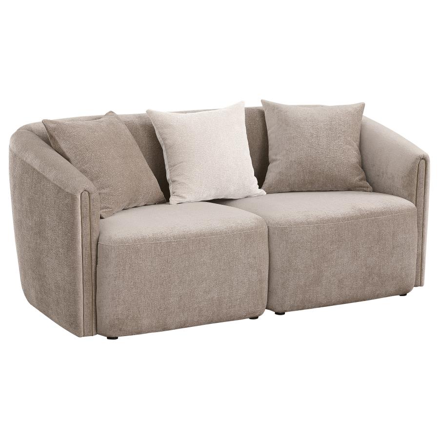 (image for) Townsend Chenille Upholstered Rolled Arm Loveseat Latte - Click Image to Close