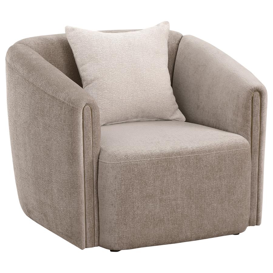 (image for) Townsend Chenille Upholstered Rolled Arm Chair Latte - Click Image to Close