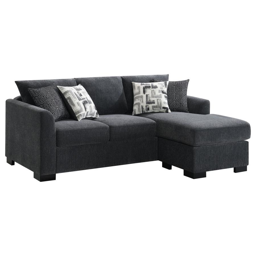 (image for) Storey Upholstered Sleeper Sectional Chaise Sofa Dark Grey