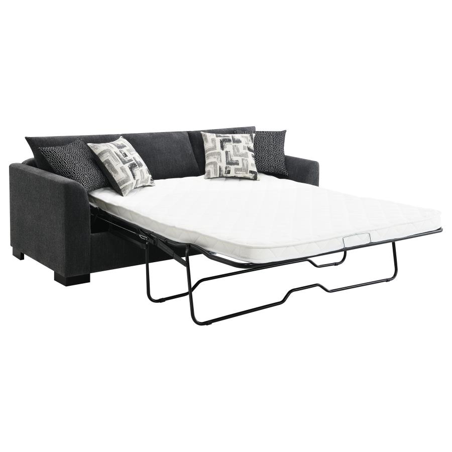 (image for) Storey Upholstered Sleeper Sectional Chaise Sofa Dark Grey