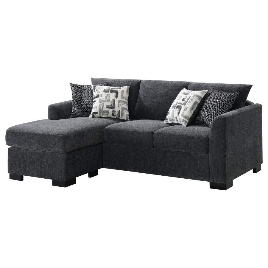 (image for) Storey Upholstered Sleeper Sectional Chaise Sofa Dark Grey