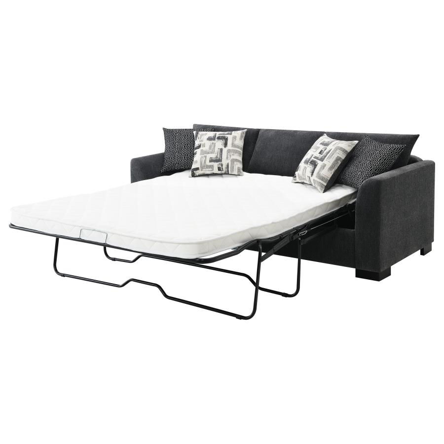 (image for) Storey Upholstered Sleeper Sectional Chaise Sofa Dark Grey