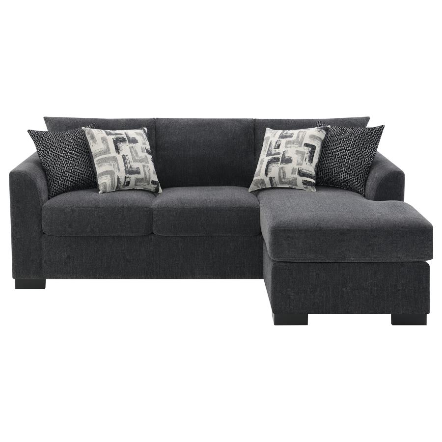 (image for) Storey Upholstered Sleeper Sectional Chaise Sofa Dark Grey