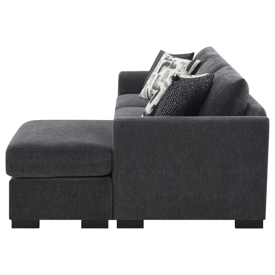 (image for) Storey Upholstered Sleeper Sectional Chaise Sofa Dark Grey