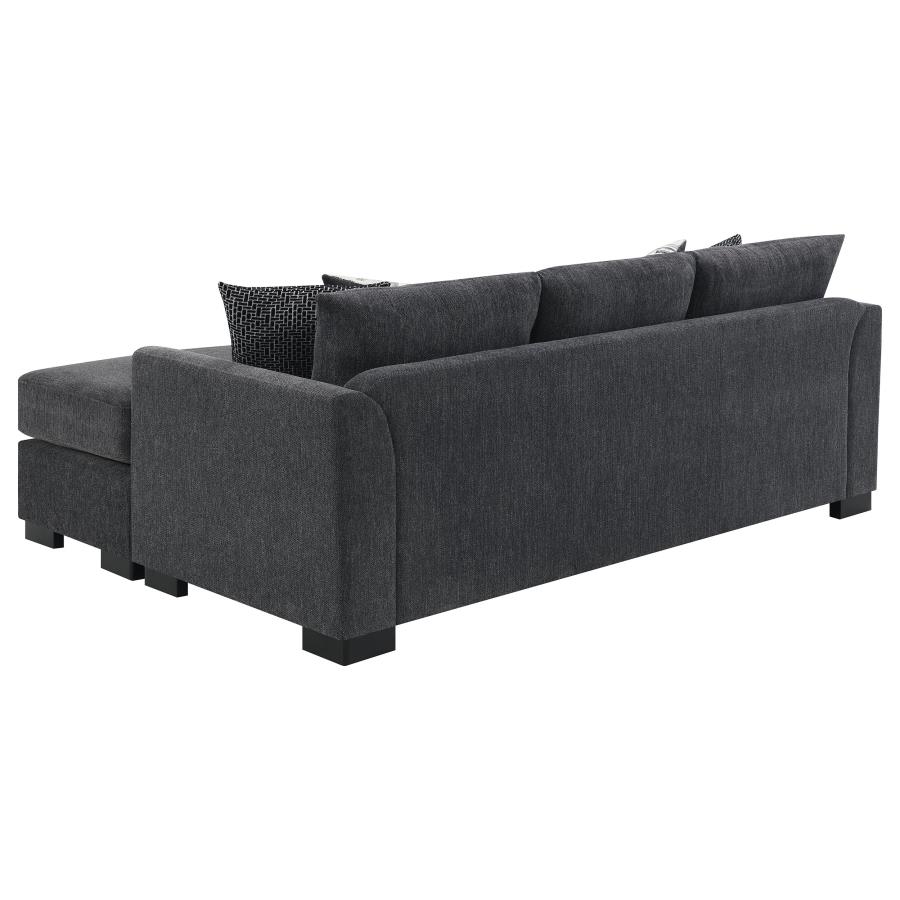 (image for) Storey Upholstered Sleeper Sectional Chaise Sofa Dark Grey