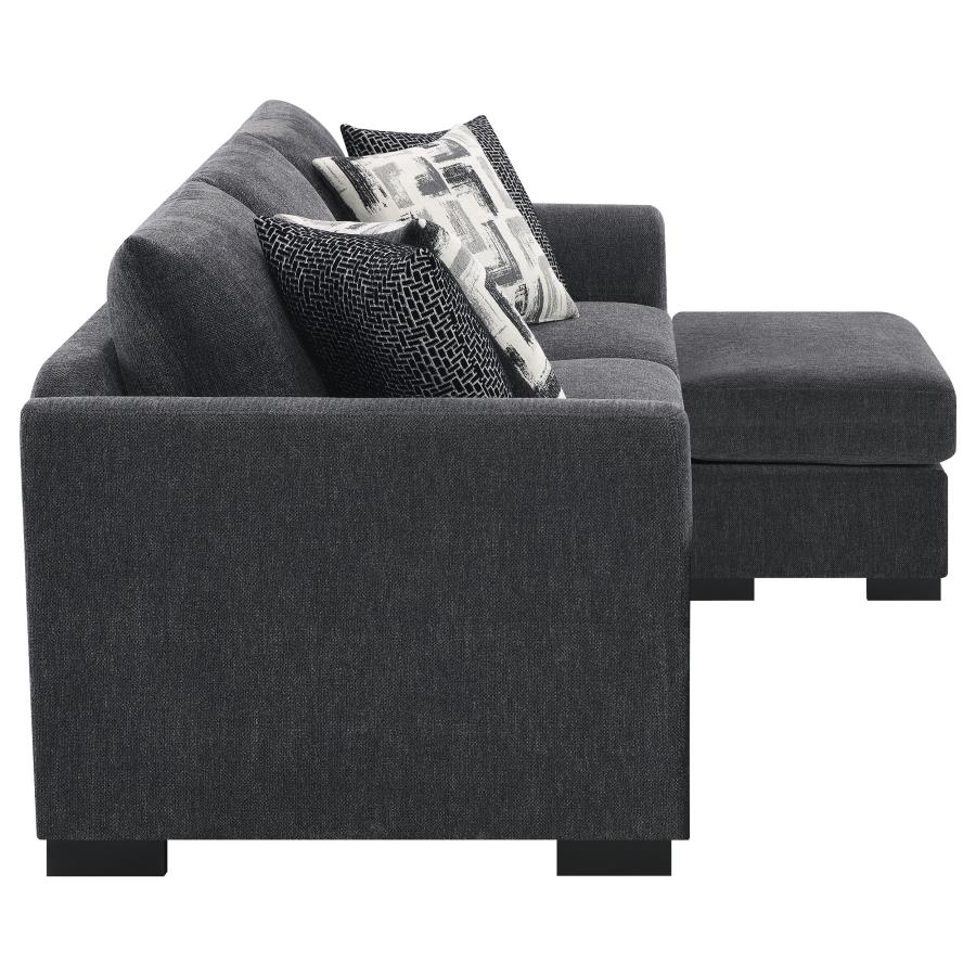 (image for) Storey Upholstered Sleeper Sectional Chaise Sofa Dark Grey