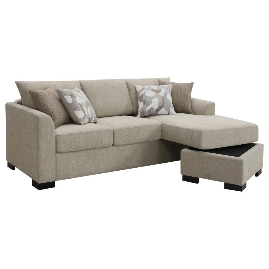 (image for) Storey Upholstered Sleeper Sectional Chaise Sofa Camel