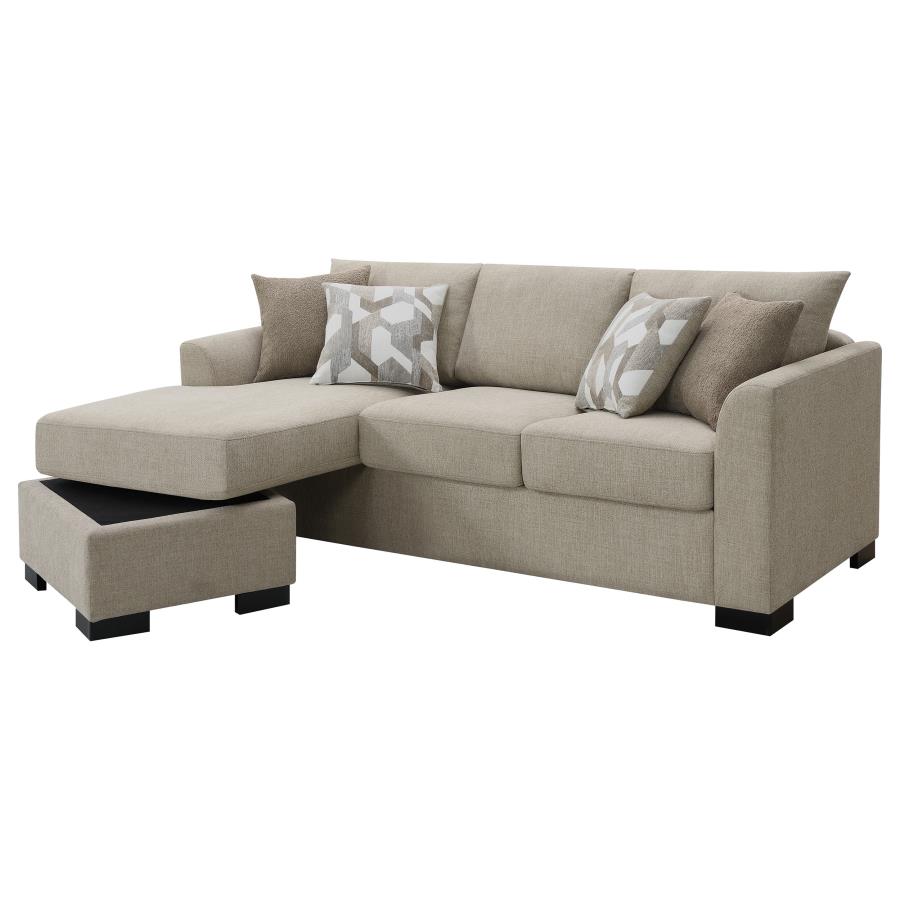 (image for) Storey Upholstered Sleeper Sectional Chaise Sofa Camel