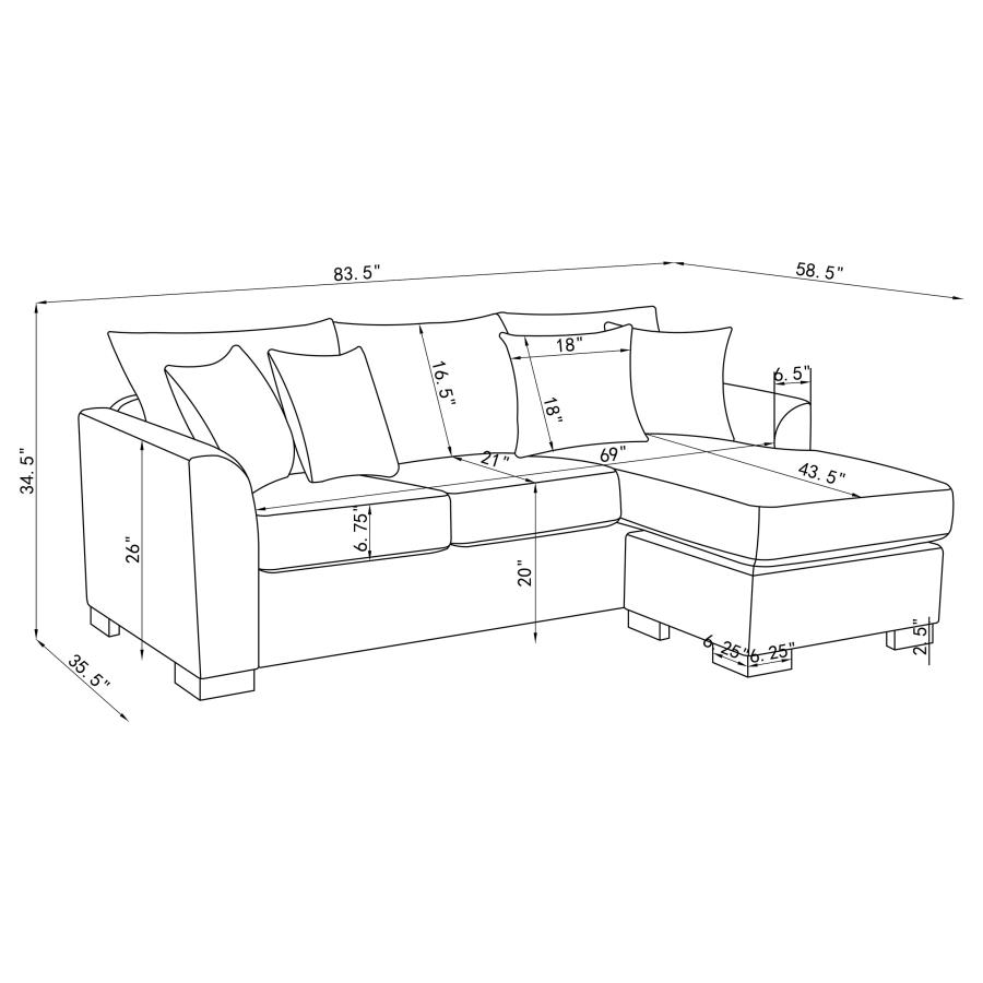 (image for) Storey Upholstered Sleeper Sectional Chaise Sofa Camel