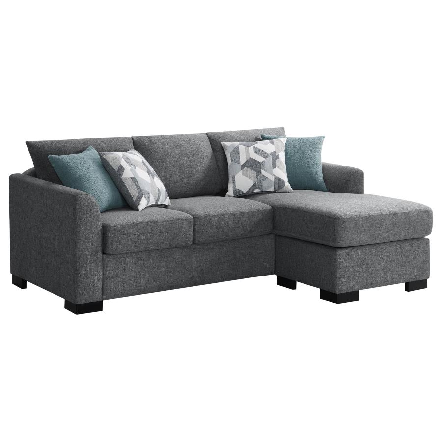 (image for) Storey Upholstered Sleeper Sectional Chaise Sofa Grey - Click Image to Close