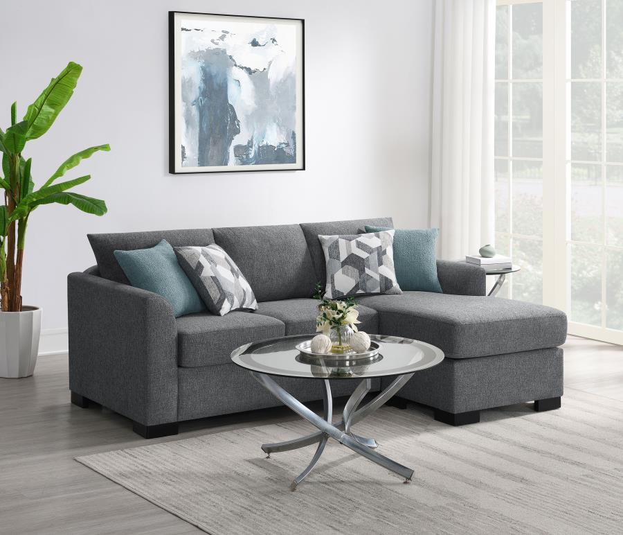 (image for) Storey Upholstered Sleeper Sectional Chaise Sofa Grey