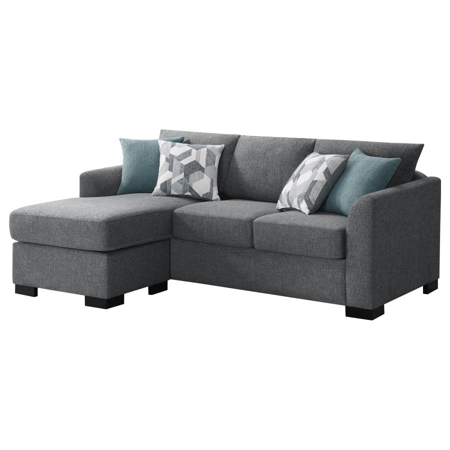 (image for) Storey Upholstered Sleeper Sectional Chaise Sofa Grey