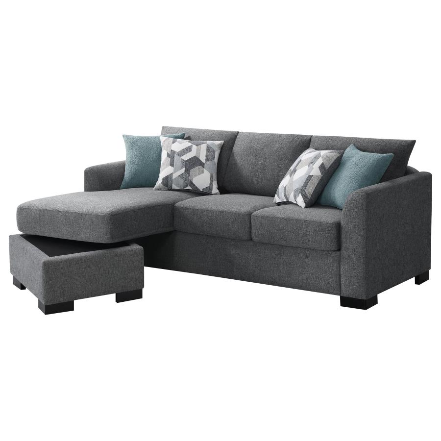 (image for) Storey Upholstered Sleeper Sectional Chaise Sofa Grey