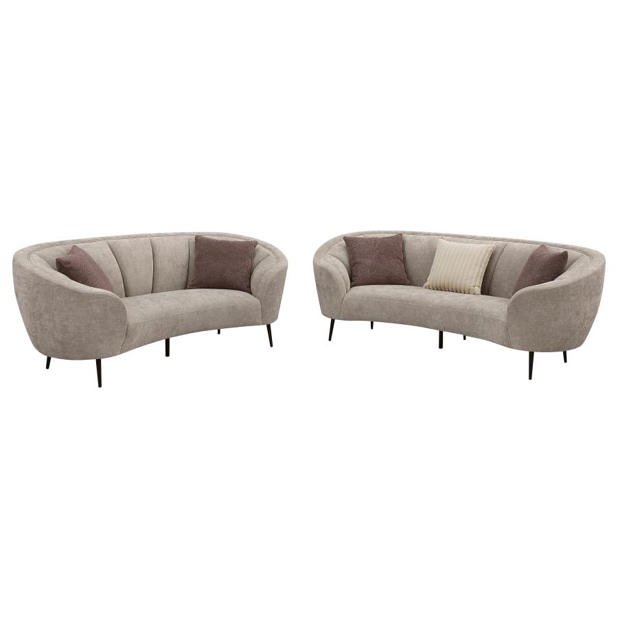 (image for) Ellorie 2-piece Upholstered Curved Sofa Set Beige - Click Image to Close