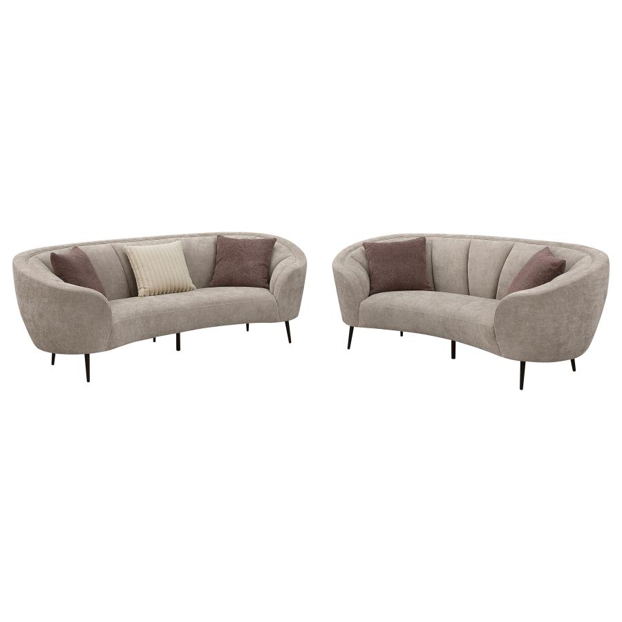 (image for) Ellorie 2-piece Upholstered Curved Sofa Set Beige