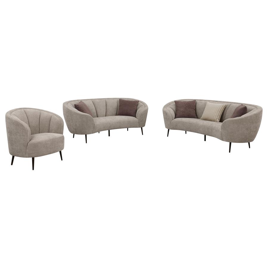 (image for) Ellorie 3-piece Upholstered Curved Sofa Set Beige - Click Image to Close