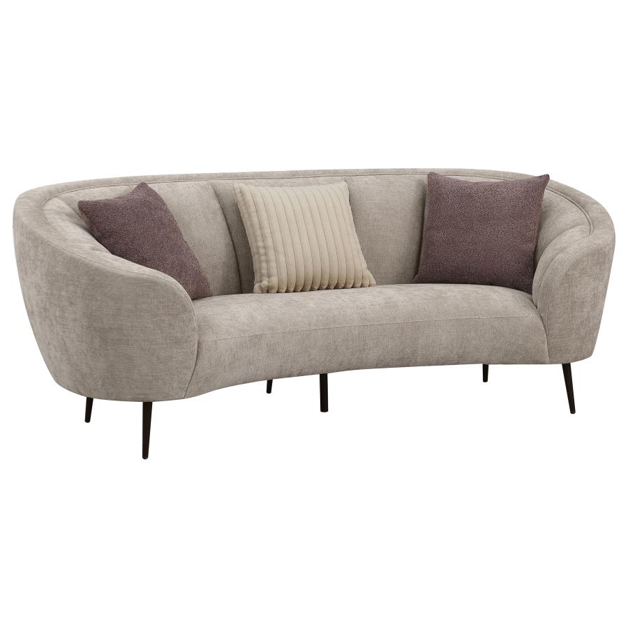 (image for) Ellorie Upholstered Channel Back Curved Sofa Beige - Click Image to Close