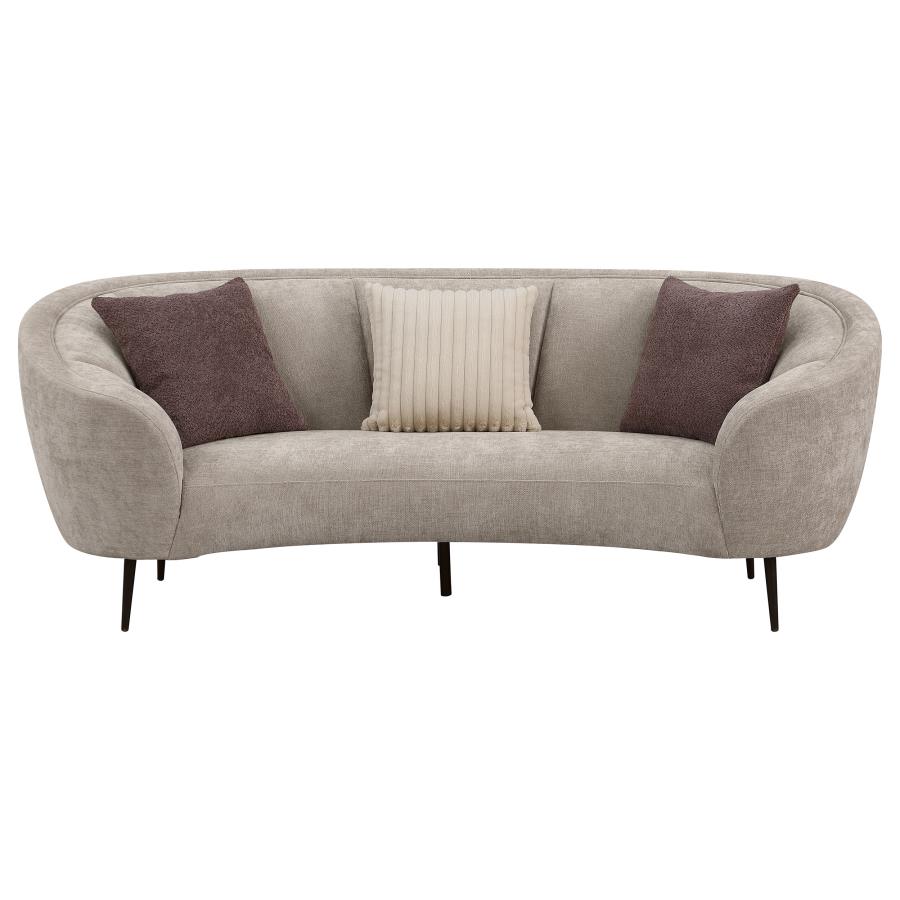 (image for) Ellorie Upholstered Channel Back Curved Sofa Beige