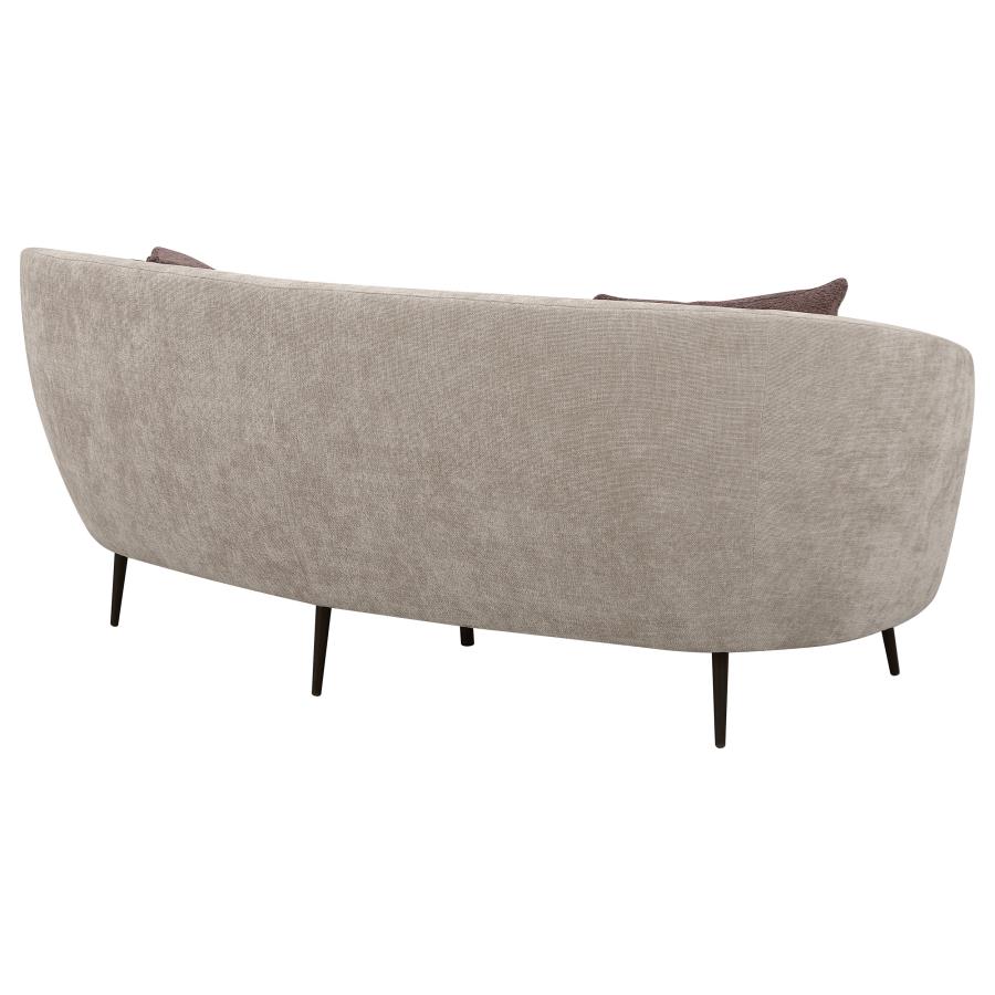 (image for) Ellorie Upholstered Channel Back Curved Sofa Beige