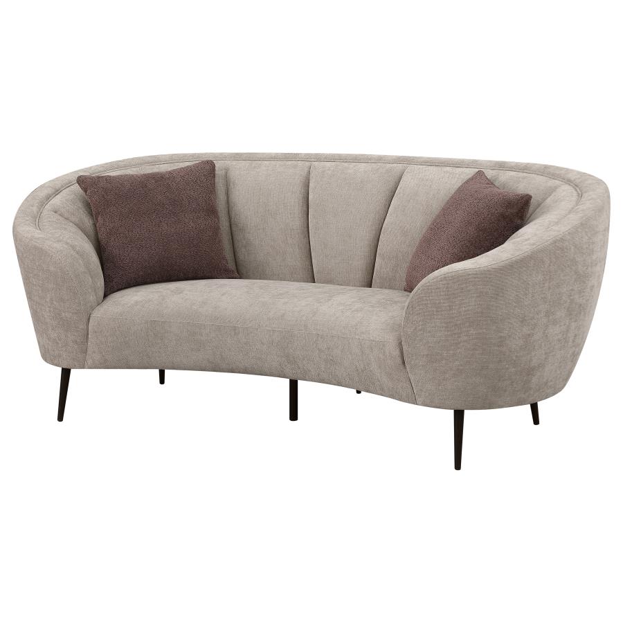 (image for) Ellorie Upholstered Channel Back Curved Loveseat Beige