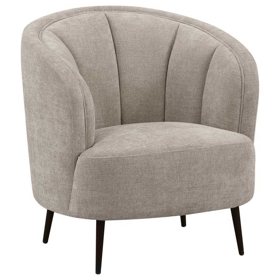 (image for) Ellorie Upholstered Channel Back Curved Chair Beige - Click Image to Close