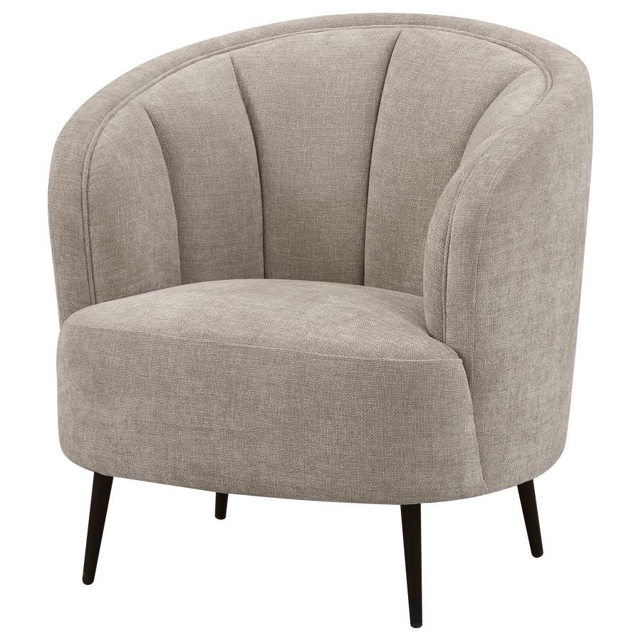 (image for) Ellorie Upholstered Channel Back Curved Chair Beige