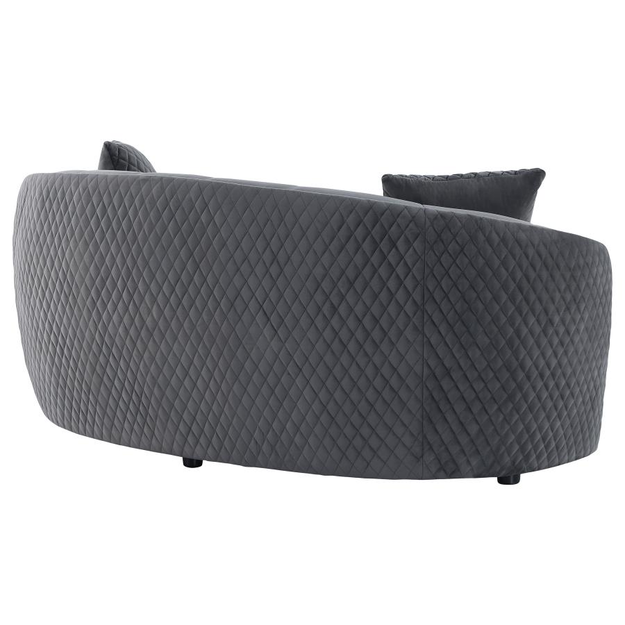 (image for) Brookside Velvet Upholstered Curved Loveseat Dark Grey