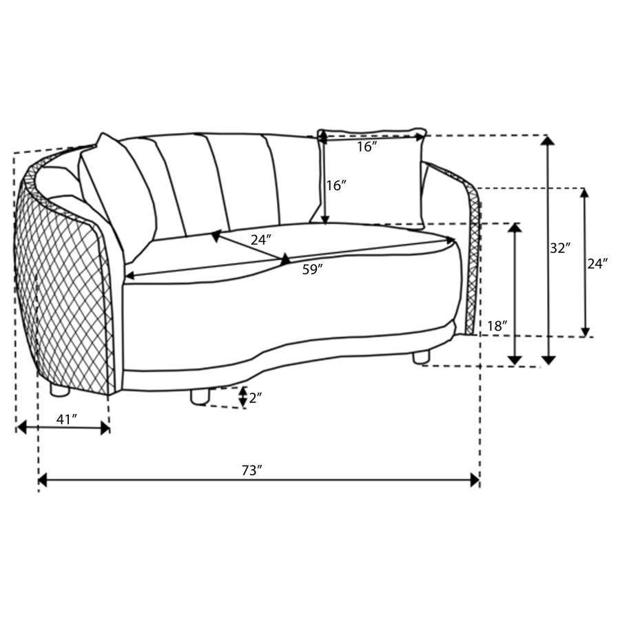 (image for) Brookside Velvet Upholstered Curved Loveseat Dark Grey