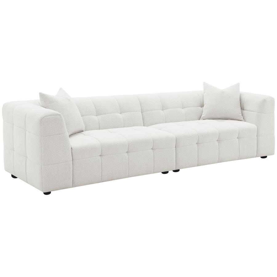 (image for) Everly Boucle Upholstered Extra Long Sofa Off White - Click Image to Close