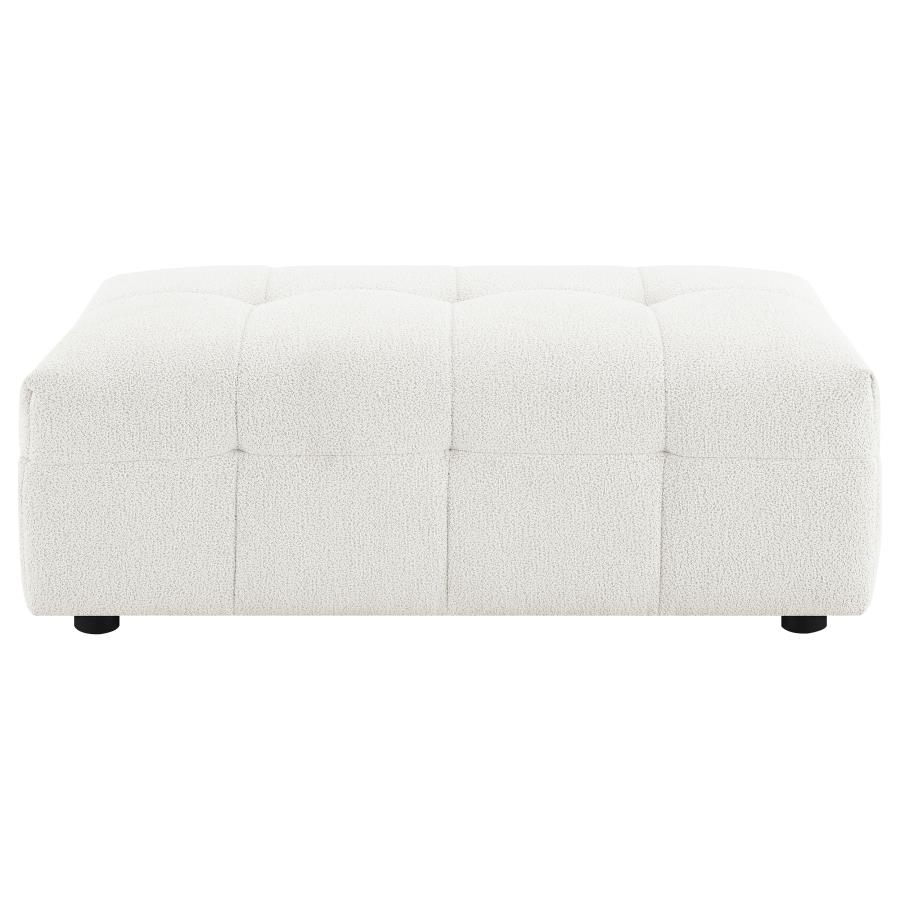 (image for) Everly Boucle Upholstered Rectangular Ottoman Off White