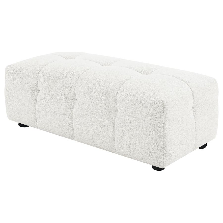 (image for) Everly Boucle Upholstered Rectangular Ottoman Off White