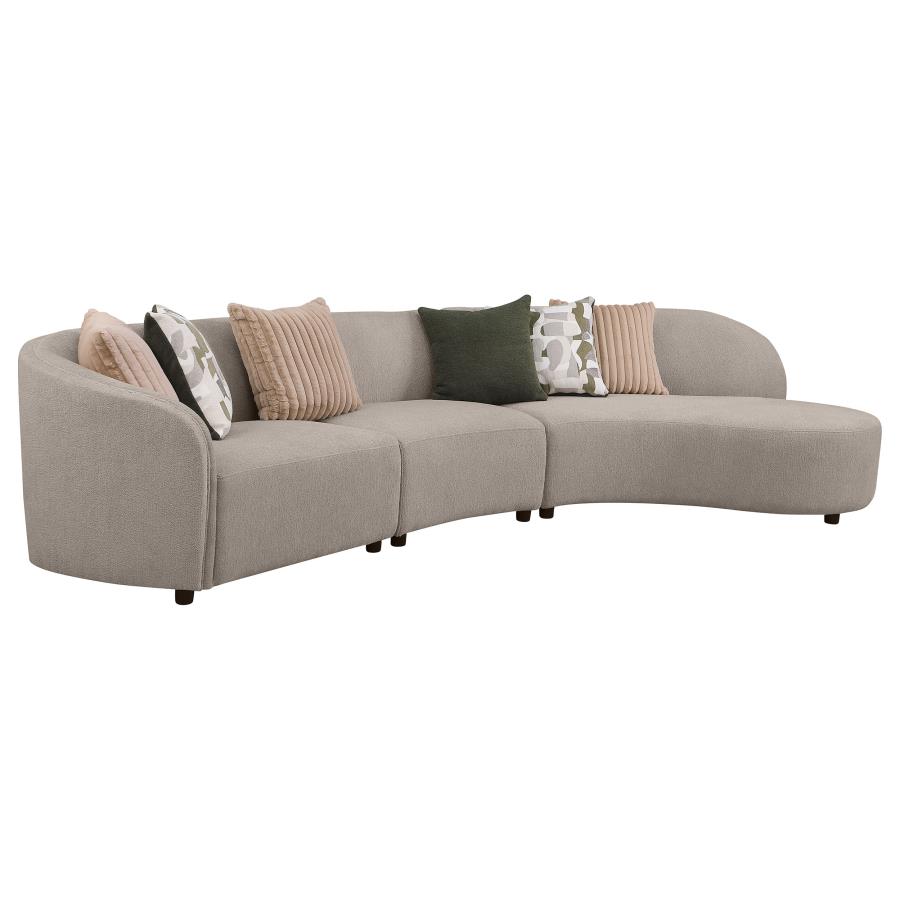 (image for) Fayette 3-piece Upholstered Sectional Sofa Greige - Click Image to Close