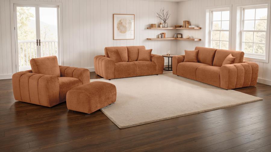 (image for) Burnett 4-piece Chenille Upholstered Sofa Set Burnt Orange