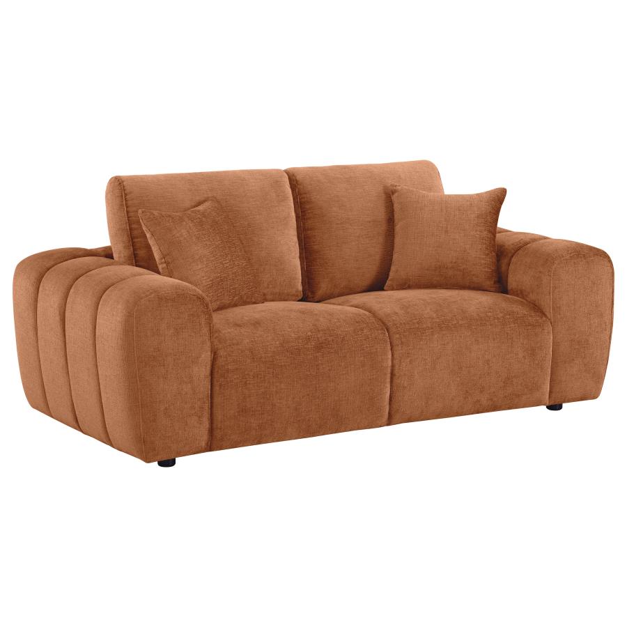 (image for) Burnett Chenille Upholstered Wide Arm Loveseat Burnt Orange