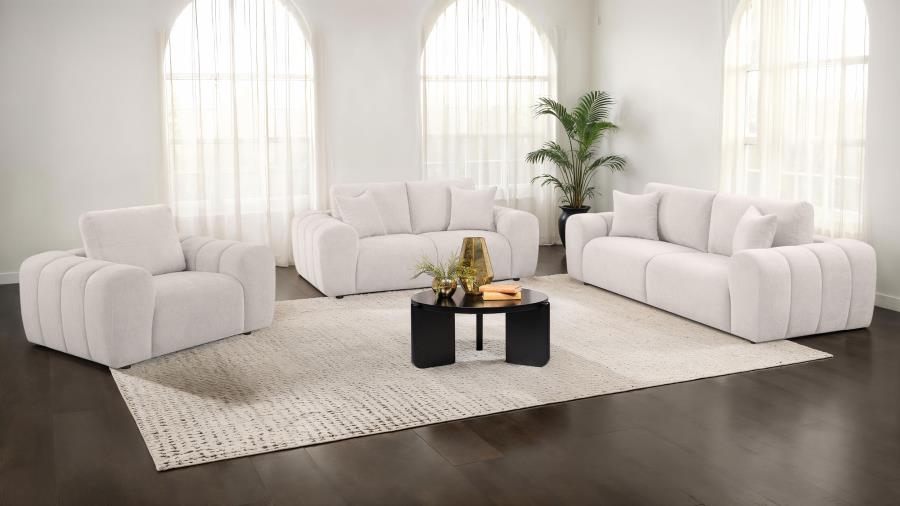 (image for) Burnett 3-piece Chenille Upholstered Sofa Set Ivory