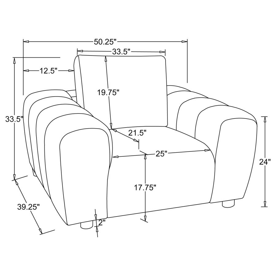 Modal Additional Images for Burnett 3-piece Chenille Upholstered Sofa Set Ivory