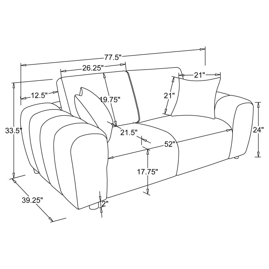 Burnett 4-piece Chenille Upholstered Sofa Set Ivory